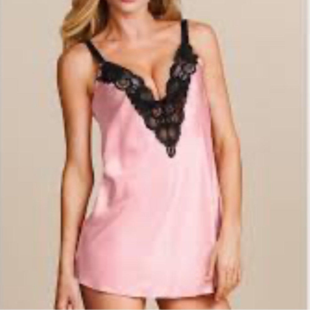 Victoria's Secret Pink Slip dress with Black Lace